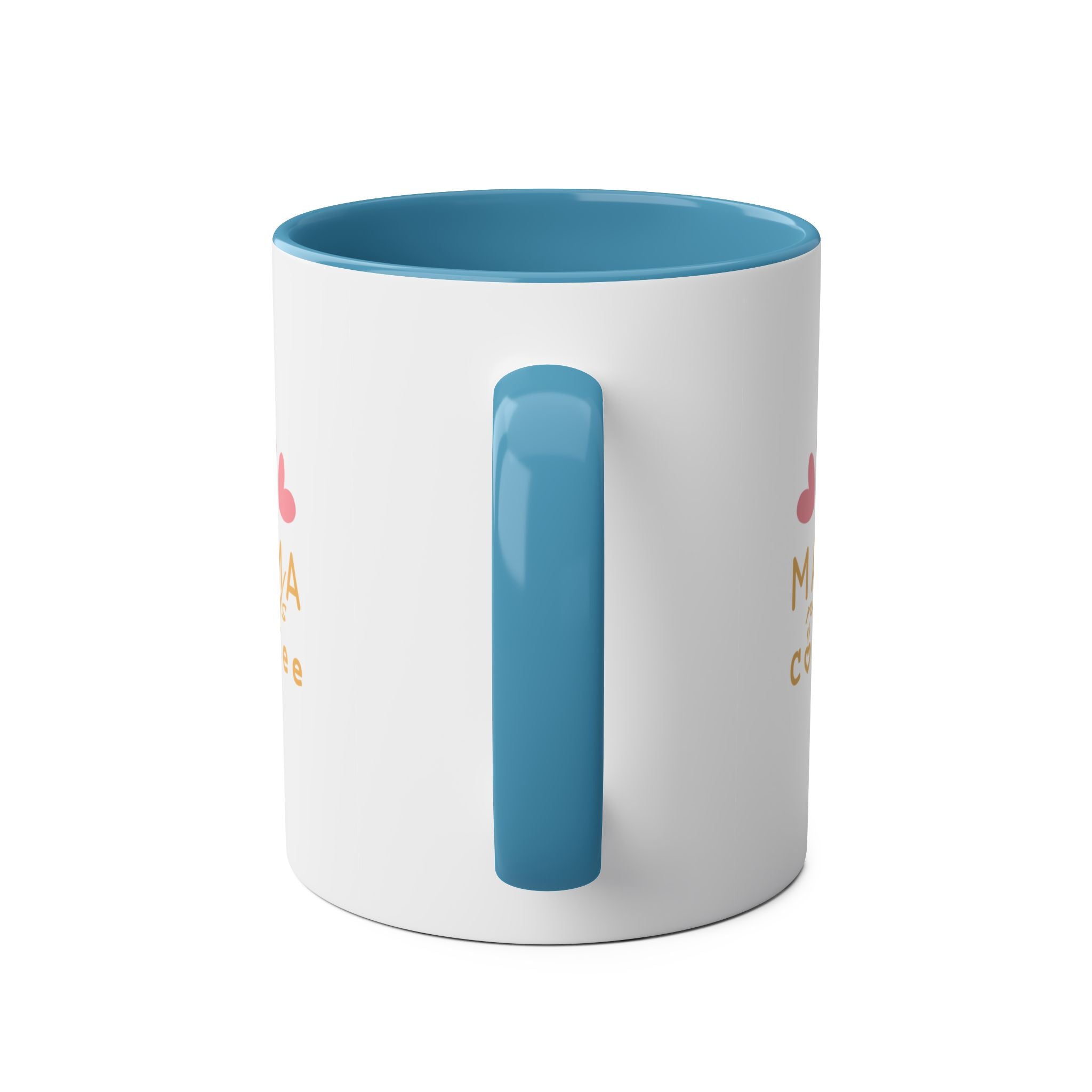 Mama Needs Coffee 11oz Two-Tone Coffee Mug — Cute Heart Design, Gift for New Moms & Mother's Day
