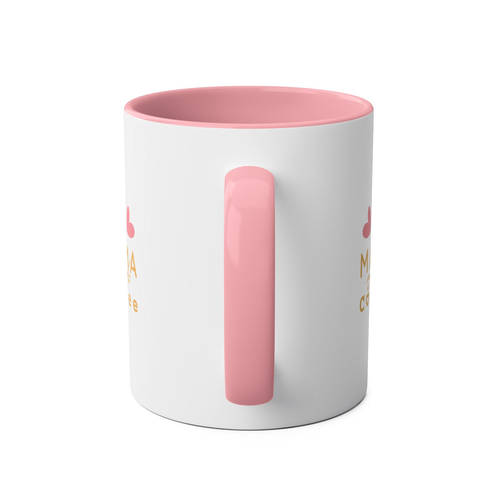 Mama Needs Coffee 11oz Two-Tone Coffee Mug — Cute Heart Design, Gift for New Moms & Mother's Day