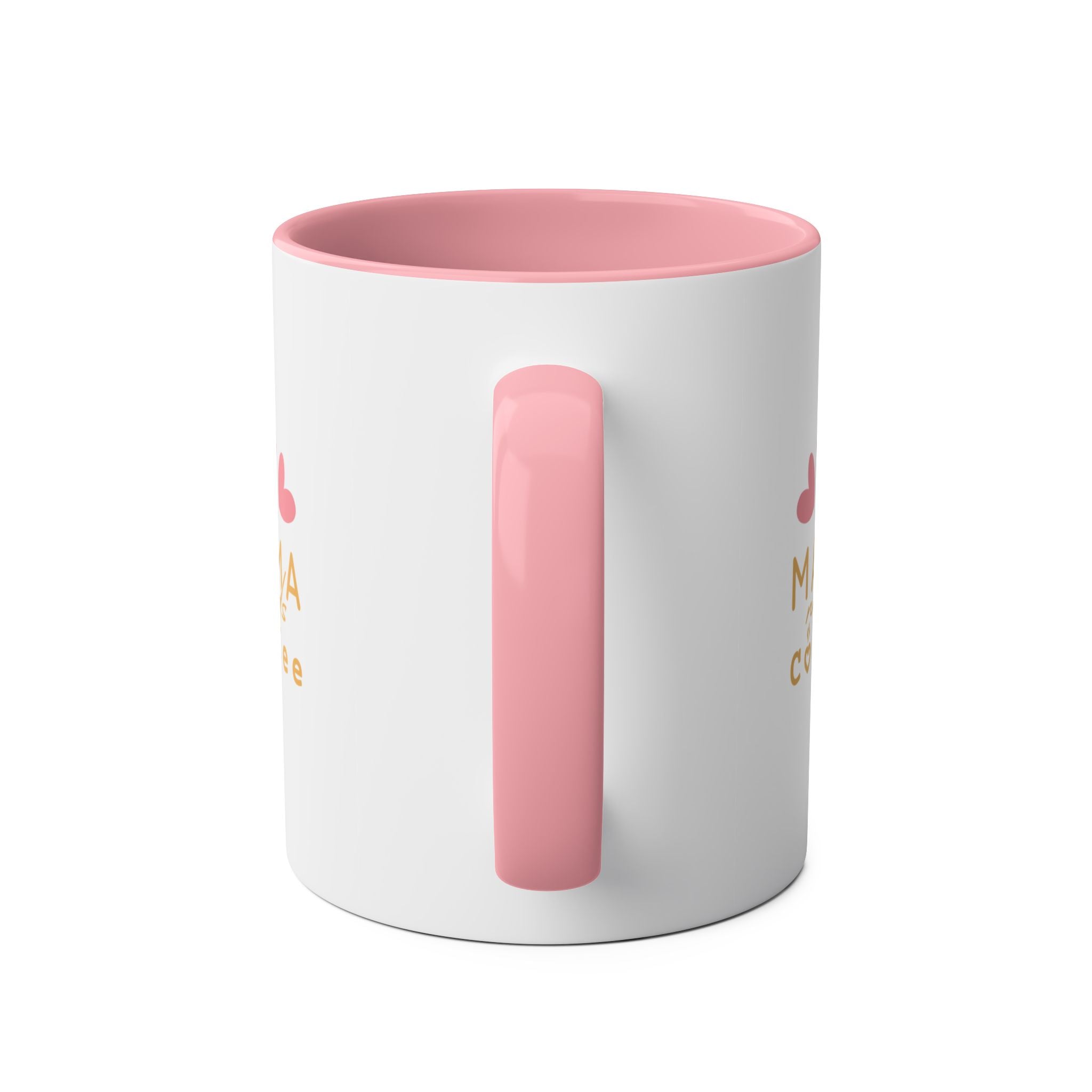 Mama Needs Coffee 11oz Two-Tone Coffee Mug — Cute Heart Design, Gift for New Moms & Mother's Day
