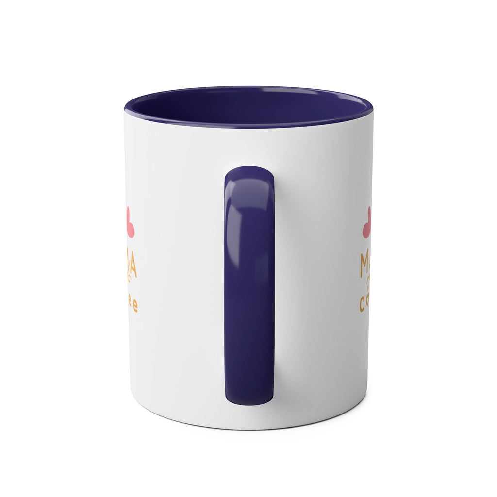 Mama Needs Coffee 11oz Two-Tone Coffee Mug — Cute Heart Design, Gift for New Moms & Mother's Day