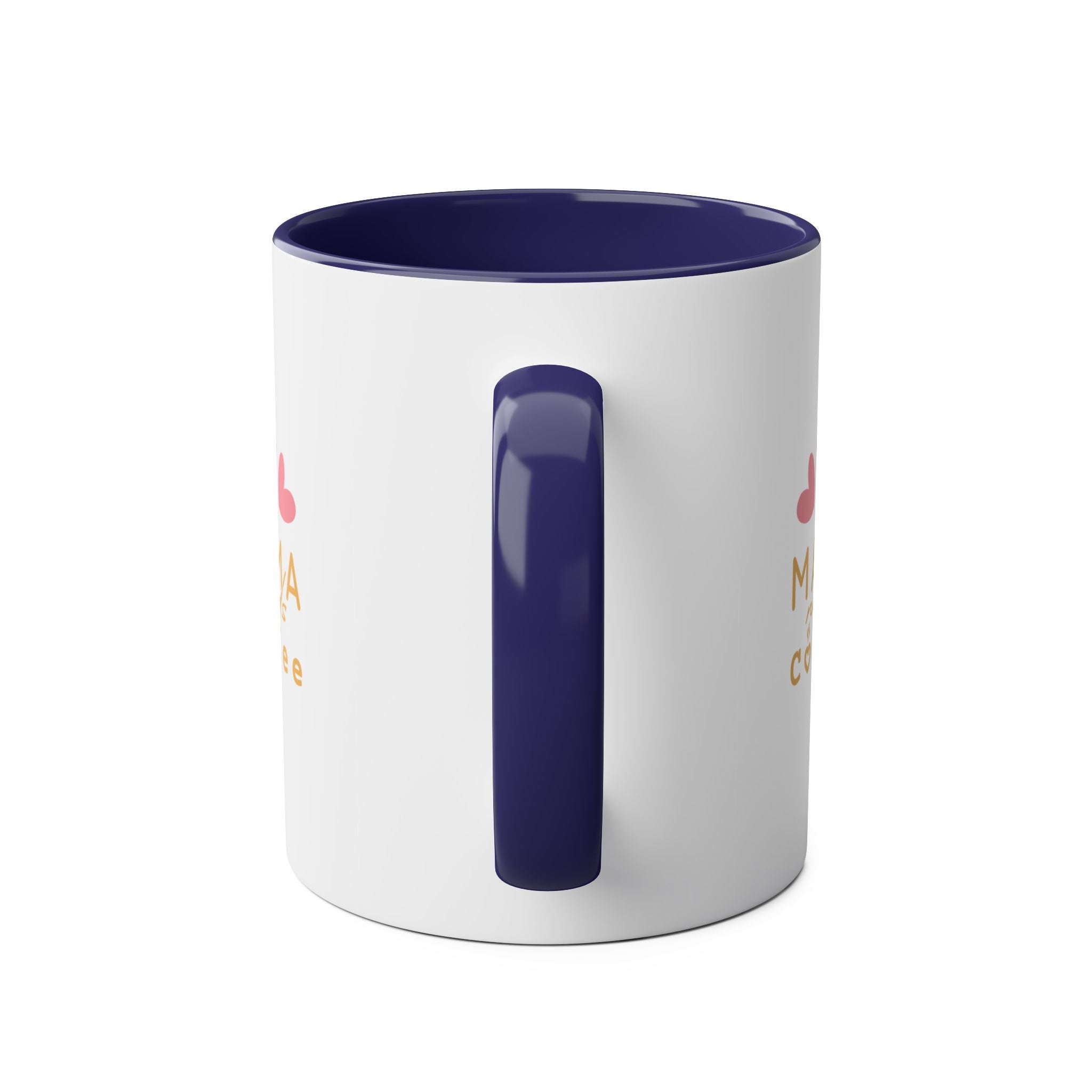Mama Needs Coffee 11oz Two-Tone Coffee Mug — Cute Heart Design, Gift for New Moms & Mother's Day