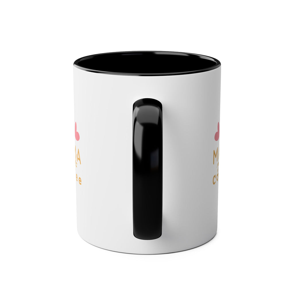 Mama Needs Coffee 11oz Two-Tone Coffee Mug — Cute Heart Design, Gift for New Moms & Mother's Day