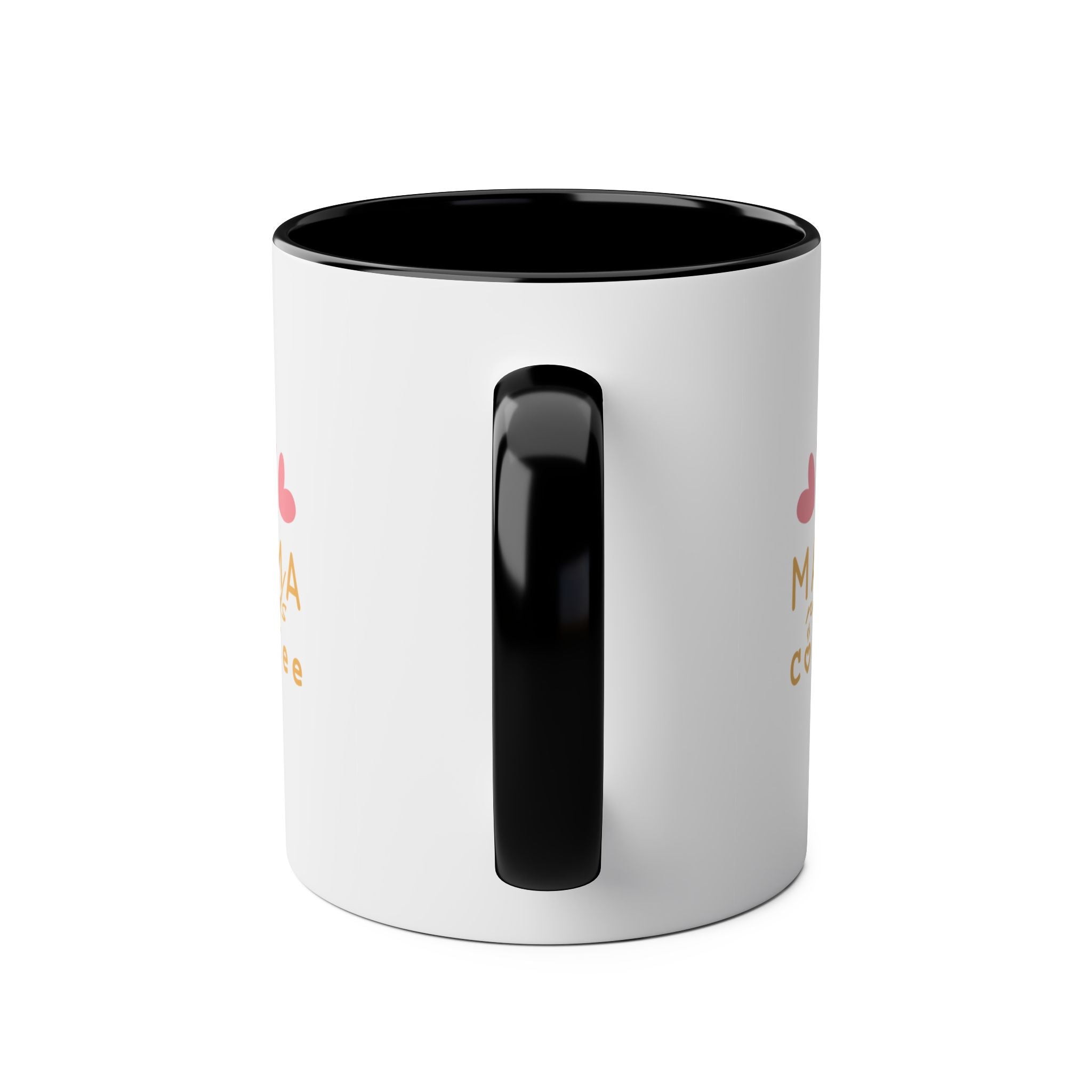 Mama Needs Coffee 11oz Two-Tone Coffee Mug — Cute Heart Design, Gift for New Moms & Mother's Day